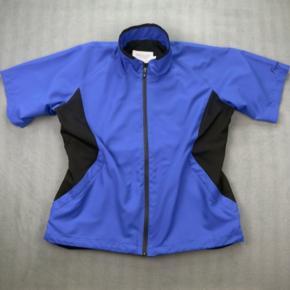 ProQuip Other - ProQuip Windproof Men Large Blue Golf Jacket Short Sleeve Full Zip